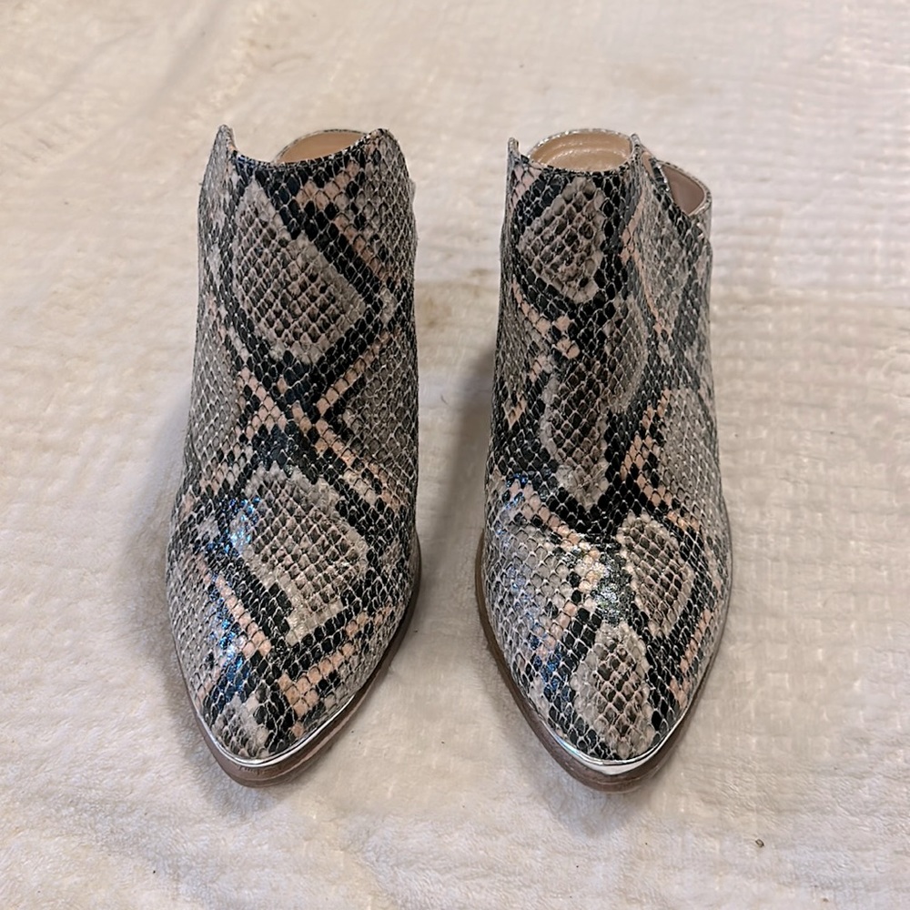 Snakeskin Heeled Mules